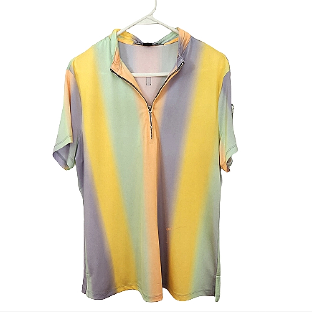 Jamie Sadock Zest Collection Stratus Vivid Stripe Golf Shirt XL
